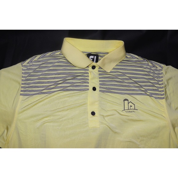 FootJoy Men's Short Sleeve‎ Golf Polo Striped Shirt Size Medium - Picture 2 of 8